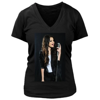 Selena Gomez Women's Deep V-Neck TShirt