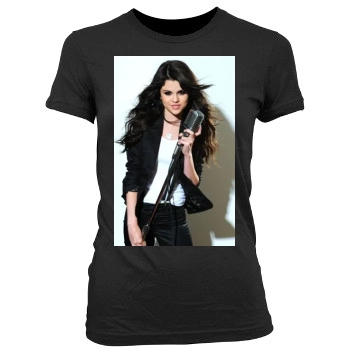 Selena Gomez Women's Junior Cut Crewneck T-Shirt