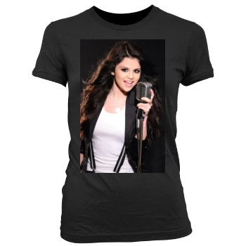 Selena Gomez Women's Junior Cut Crewneck T-Shirt