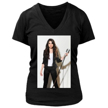 Selena Gomez Women's Deep V-Neck TShirt