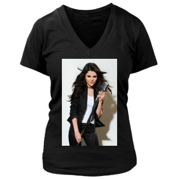 Selena Gomez Women's Deep V-Neck TShirt