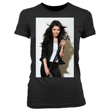 Selena Gomez Women's Junior Cut Crewneck T-Shirt