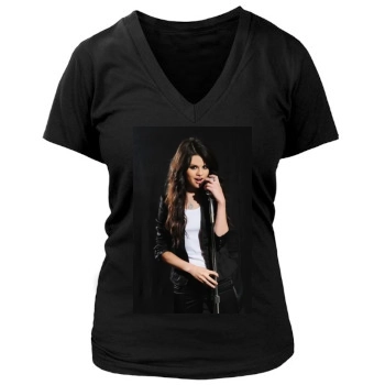 Selena Gomez Women's Deep V-Neck TShirt