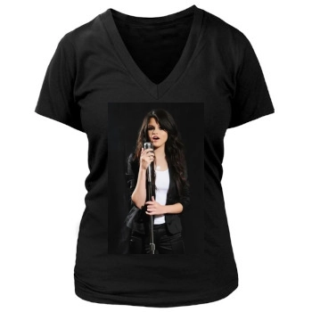 Selena Gomez Women's Deep V-Neck TShirt