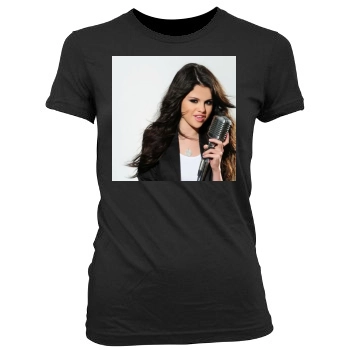 Selena Gomez Women's Junior Cut Crewneck T-Shirt