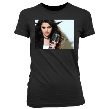 Selena Gomez Women's Junior Cut Crewneck T-Shirt