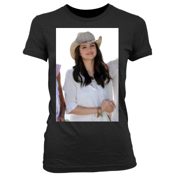 Selena Gomez Women's Junior Cut Crewneck T-Shirt