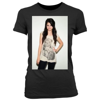 Selena Gomez Women's Junior Cut Crewneck T-Shirt