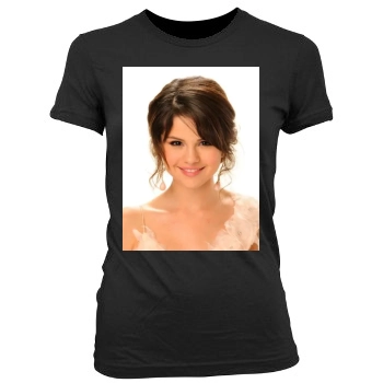 Selena Gomez Women's Junior Cut Crewneck T-Shirt