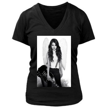 Selena Gomez Women's Deep V-Neck TShirt