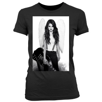 Selena Gomez Women's Junior Cut Crewneck T-Shirt