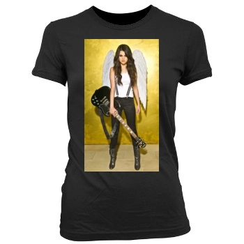 Selena Gomez Women's Junior Cut Crewneck T-Shirt