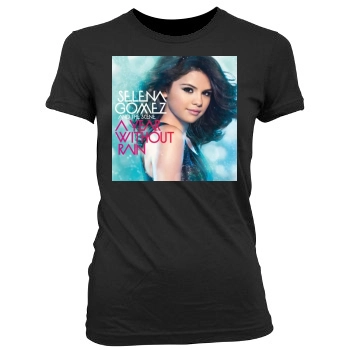 Selena Gomez Women's Junior Cut Crewneck T-Shirt