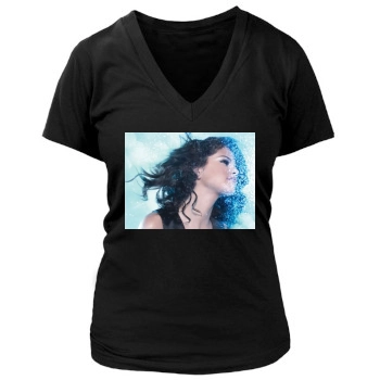 Selena Gomez Women's Deep V-Neck TShirt