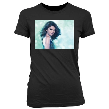 Selena Gomez Women's Junior Cut Crewneck T-Shirt