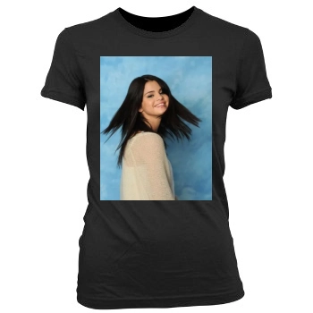 Selena Gomez Women's Junior Cut Crewneck T-Shirt