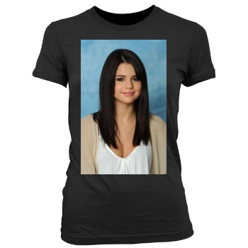 Selena Gomez Women's Junior Cut Crewneck T-Shirt