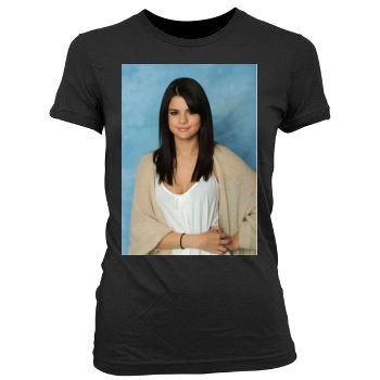 Selena Gomez Women's Junior Cut Crewneck T-Shirt