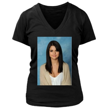 Selena Gomez Women's Deep V-Neck TShirt