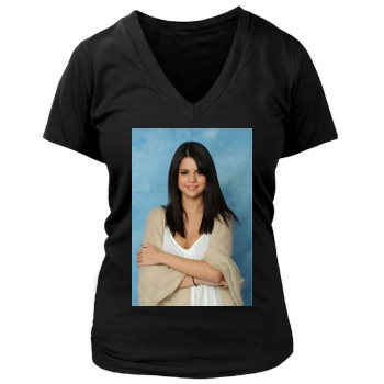 Selena Gomez Women's Deep V-Neck TShirt