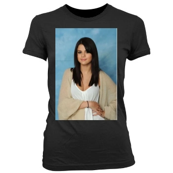 Selena Gomez Women's Junior Cut Crewneck T-Shirt