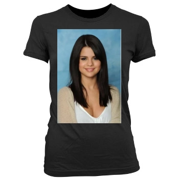 Selena Gomez Women's Junior Cut Crewneck T-Shirt