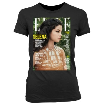 Selena Gomez Women's Junior Cut Crewneck T-Shirt