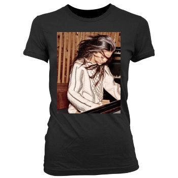 Selena Gomez Women's Junior Cut Crewneck T-Shirt