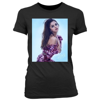 Selena Gomez Women's Junior Cut Crewneck T-Shirt