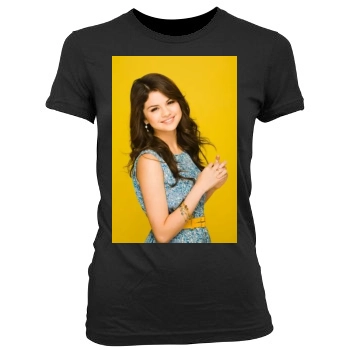 Selena Gomez Women's Junior Cut Crewneck T-Shirt