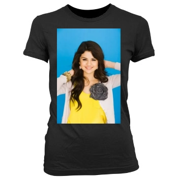 Selena Gomez Women's Junior Cut Crewneck T-Shirt