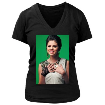 Selena Gomez Women's Deep V-Neck TShirt