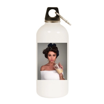 Selena Gomez White Water Bottle With Carabiner