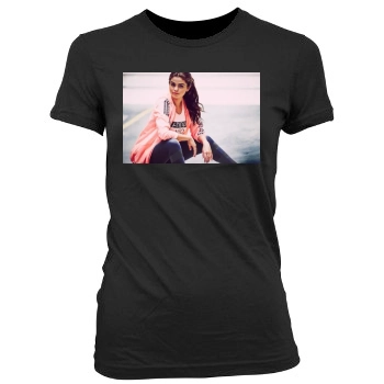 Selena Gomez Women's Junior Cut Crewneck T-Shirt