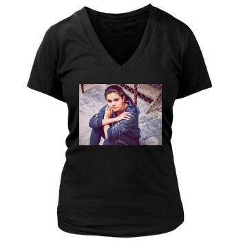 Selena Gomez Women's Deep V-Neck TShirt