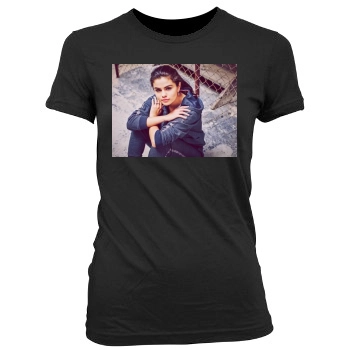 Selena Gomez Women's Junior Cut Crewneck T-Shirt