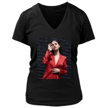 Selena Gomez Women's Deep V-Neck TShirt