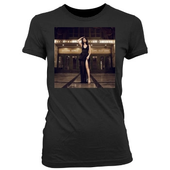 Selena Gomez Women's Junior Cut Crewneck T-Shirt