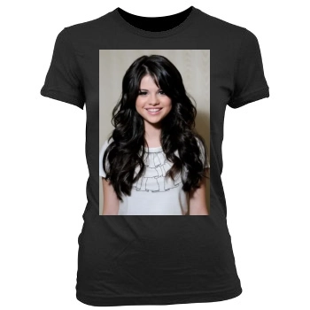 Selena Gomez Women's Junior Cut Crewneck T-Shirt