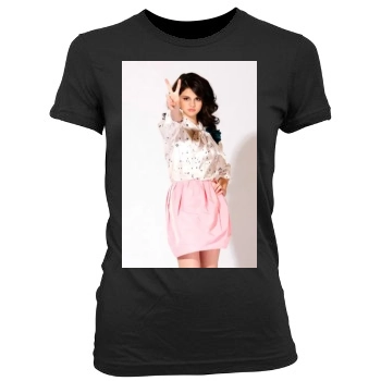 Selena Gomez Women's Junior Cut Crewneck T-Shirt