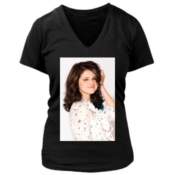 Selena Gomez Women's Deep V-Neck TShirt