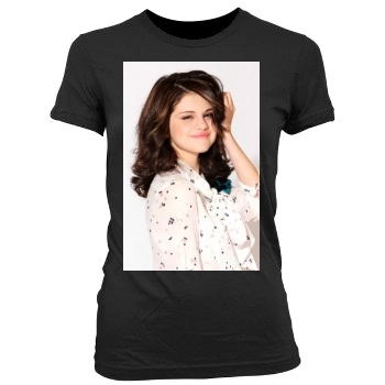 Selena Gomez Women's Junior Cut Crewneck T-Shirt