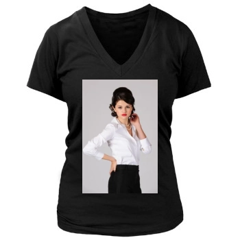 Selena Gomez Women's Deep V-Neck TShirt