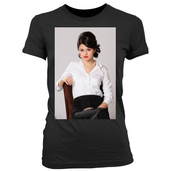 Selena Gomez Women's Junior Cut Crewneck T-Shirt