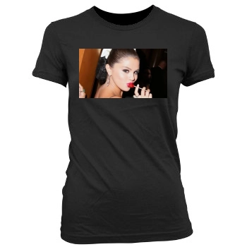 Selena Gomez Women's Junior Cut Crewneck T-Shirt