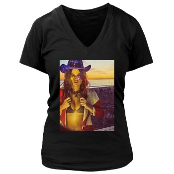 Selena Gomez Women's Deep V-Neck TShirt