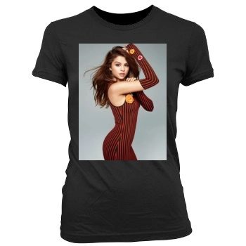 Selena Gomez Women's Junior Cut Crewneck T-Shirt