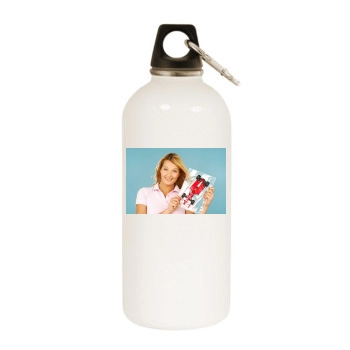 Franziska van Almsick White Water Bottle With Carabiner