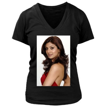 Shilpa Shetty Women's Deep V-Neck TShirt