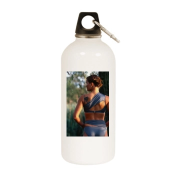 Franziska van Almsick White Water Bottle With Carabiner